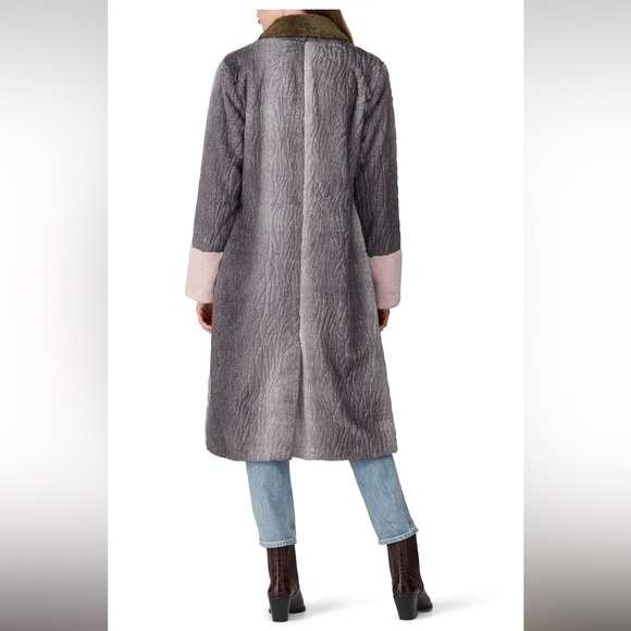 Hutch Colorblock Long Faux Fur Coat - Picture 3 of 13